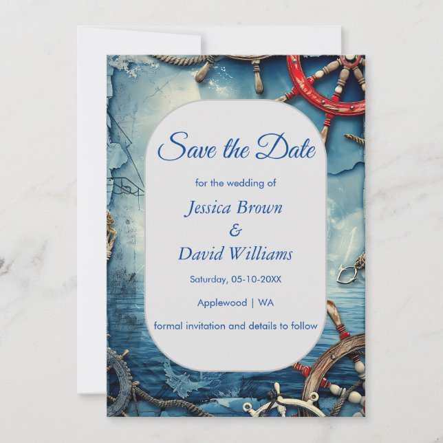 Rustic Chic Nautical Wedding Save The Date Card (Front)