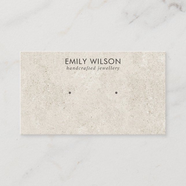 RUSTIC CHIC OFF WHITE STUCCO STUD EARRING DISPLAY BUSINESS CARD (Front)