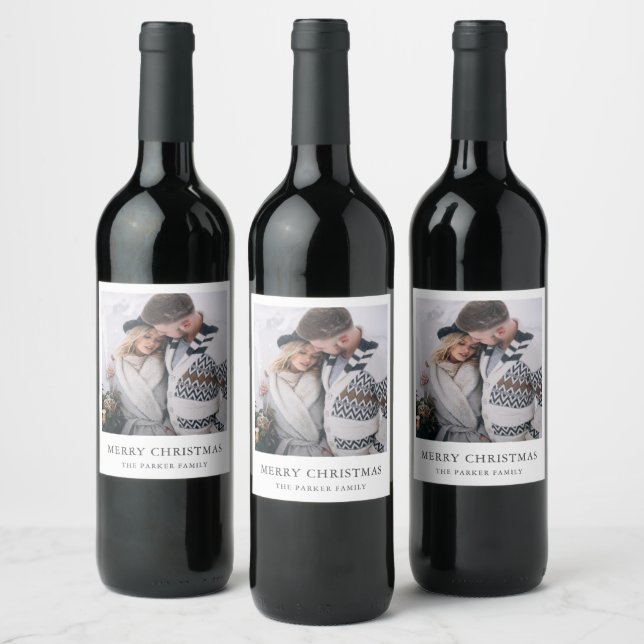 Rustic Chic | Photo Christmas Holiday Wine Label (Bottles)