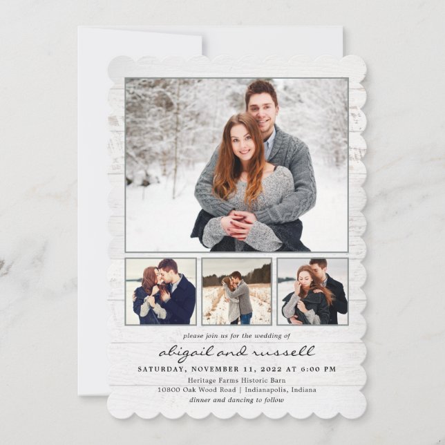 Rustic Chic Photo Wedding Invitations (Front)
