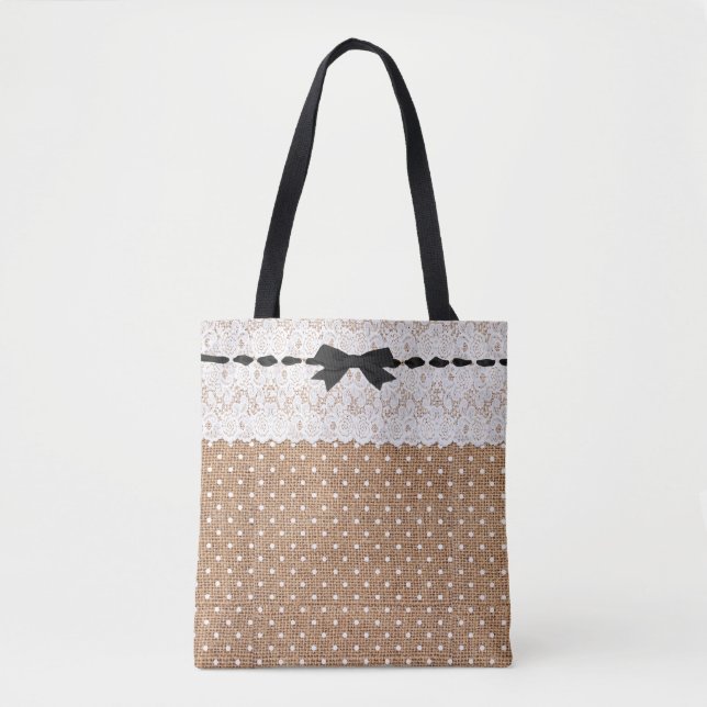 Rustic Chic Polka Dot Tote Bag (Front)