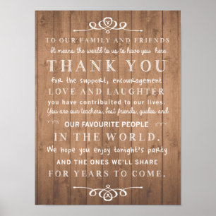 Rustic chic poster - thank you wedding sign