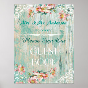 rustic chic poster ,wedding guestbook poster