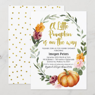 Rustic chic pumpkin floral baby shower invitation