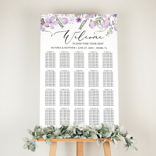 Rustic Chic Purple Floral Wedding Seating Chart  (Creator Uploaded)