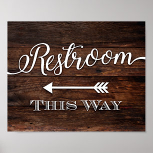 Rustic Chic RESTROOM THIS WAY Sign Print LEFT