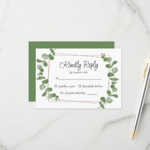 Rustic Chic Sage Green Eucalyptus RSVP card