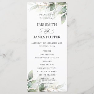 Rustic Chic Sage Greenery Gold Wedding Program Programme