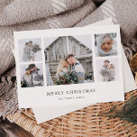 Rustic Chic | Simple Minimal Christmas Photo Grid Holiday Card<br><div class="desc">This elegant,  rustic style Christmas card features a five photo collage with a simple white background and classic,  dark grey text. The perfect minimalist look for your holiday greetings!</div>