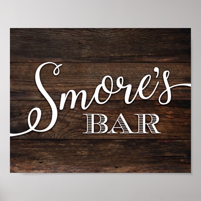 Rustic Chic SMORES BAR Sign Print (Front)
