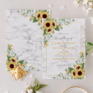 Rustic Chic Sunflower & Grey Floral Wedding Invitation