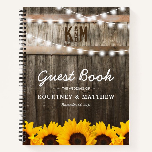 Rustic Chic Sunflower Wedding Guest Book (Front)