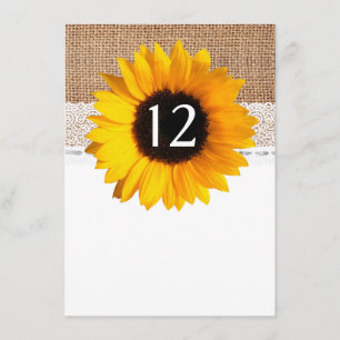 Rustic Chic Sunflower Wedding Table Number