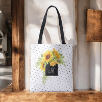 Rustic Chic Sunflowers and Dots with Monogram