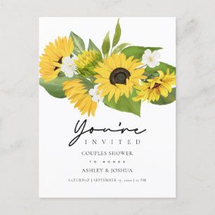 Rustic Chic Sunflowers Couple's Shower Invitation Postcard