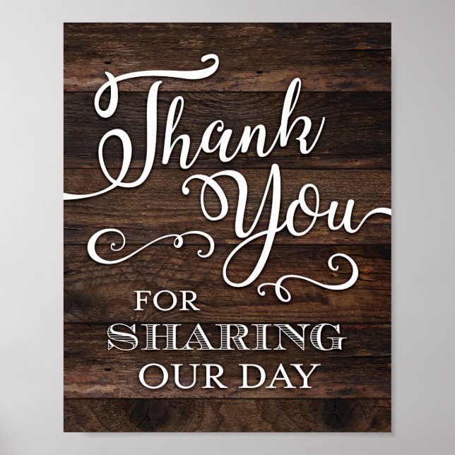 Rustic Chic THANK YOU FOR SHARING OUR DAY Print (Front)
