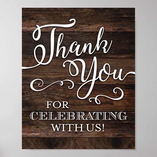 Rustic Chic THANK YOU Sign Print (Front)
