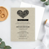 Rustic Chic Vintage Linen Heart Rehearsal Dinner
