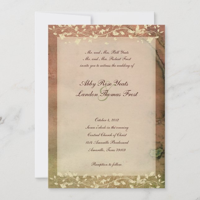 Rustic Chic Warm Colours Wedding Invitation (Front)