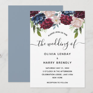 Rustic Chic Watercolor Floral Wedding Invitation