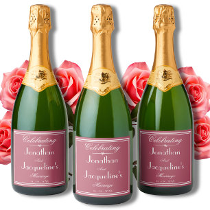 Rustic Chic Wedding Dusty Rose & White Personalise Sparkling Wine Label