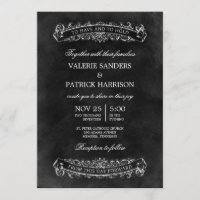 Rustic Chic Wedding Invitation - Black