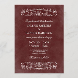 Rustic Chic Wedding Invitation - Red