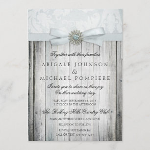 Rustic Chic Wedding Invitation with Sparkle