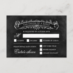 Rustic Chic Wedding RSVP Card - Black