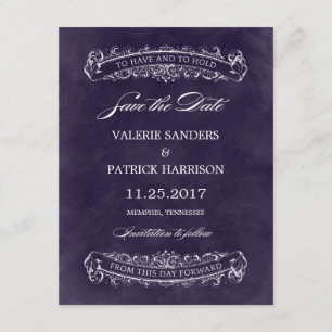 Rustic Chic Wedding Save The Date - Purple