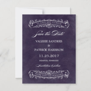 Rustic Chic Wedding Save The Date - Purple
