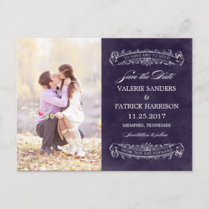 Rustic Chic Wedding Save The Date - Purple Announcement Postcard