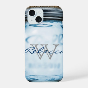 rustic chic western burlap customisable mason jar iPhone 15 case