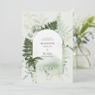 Rustic Chic Wild Forest Fern Greenery Wedding Invi Invitation