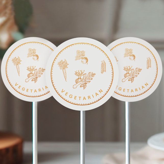 Rustic Chic Wildflowers Vegetarian Meal Choice  Classic Round Sticker (Creator Uploaded)