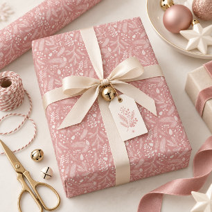 Rustic-Chic Winter Foliage Dusty Rose Ivory ID1335 Wrapping Paper