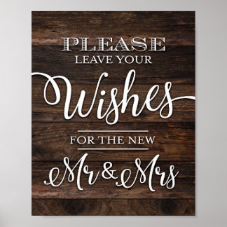 Rustic Chic WISHES FOR MR AND MRS Sign Print