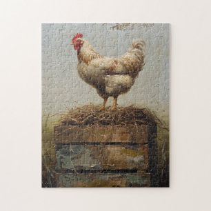 Rustic Chicken and Nest Jigsaw Puzzle