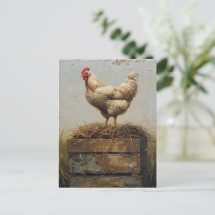 Rustic Chicken and Nest Postcard