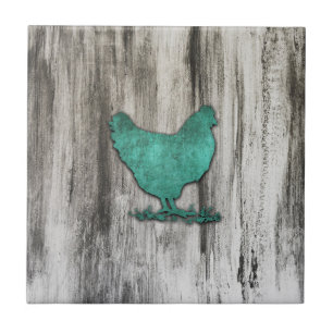 Rustic Chicken (Blue) Tile
