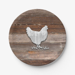 Rustic Chicken (Brown Boards) Paper Plate