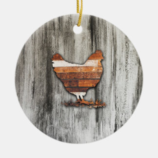 Rustic Chicken (Brown) Ceramic Tree Decoration