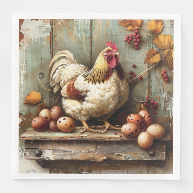 Rustic Chicken Coop Paper Napkin (Front)
