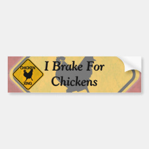 Rustic Chicken Crossing Sign Bumper Sticker