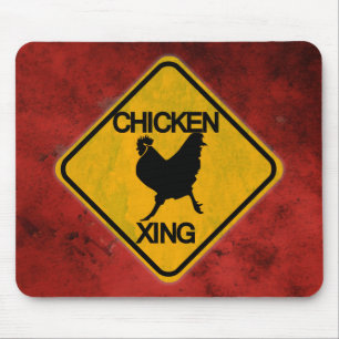Rustic Chicken Crossing Sign Mouse Mat