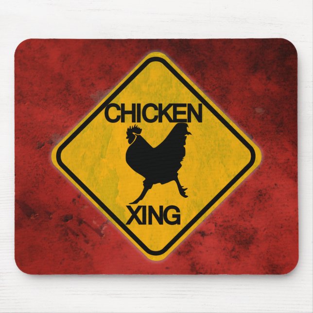Rustic Chicken Crossing Sign Mouse Mat (Front)