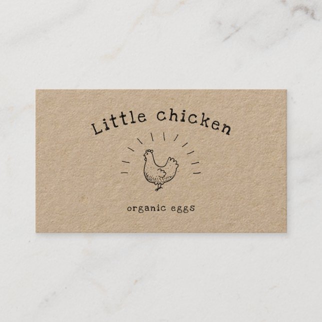 rustic chicken doodle kraft business card (Front)