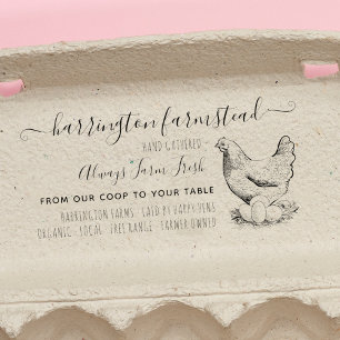 Rustic Chicken Family Farm Fresh Eggs Carton Self-inking Stamp