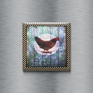 Rustic Chicken Farm Fresh Eggs Ephemera Magnet