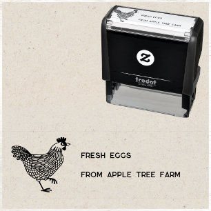 Rustic Chicken Fresh Eggs Farm Name Self-inking Stamp